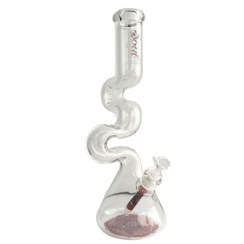 Soul Glass 16.5″ 7mm Zig Zag Clear Bong/Zong