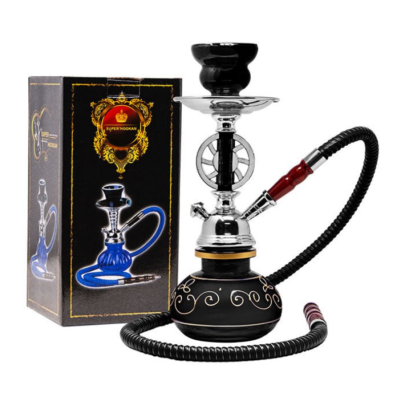 Black Wheel Design 11" Glass Hookah