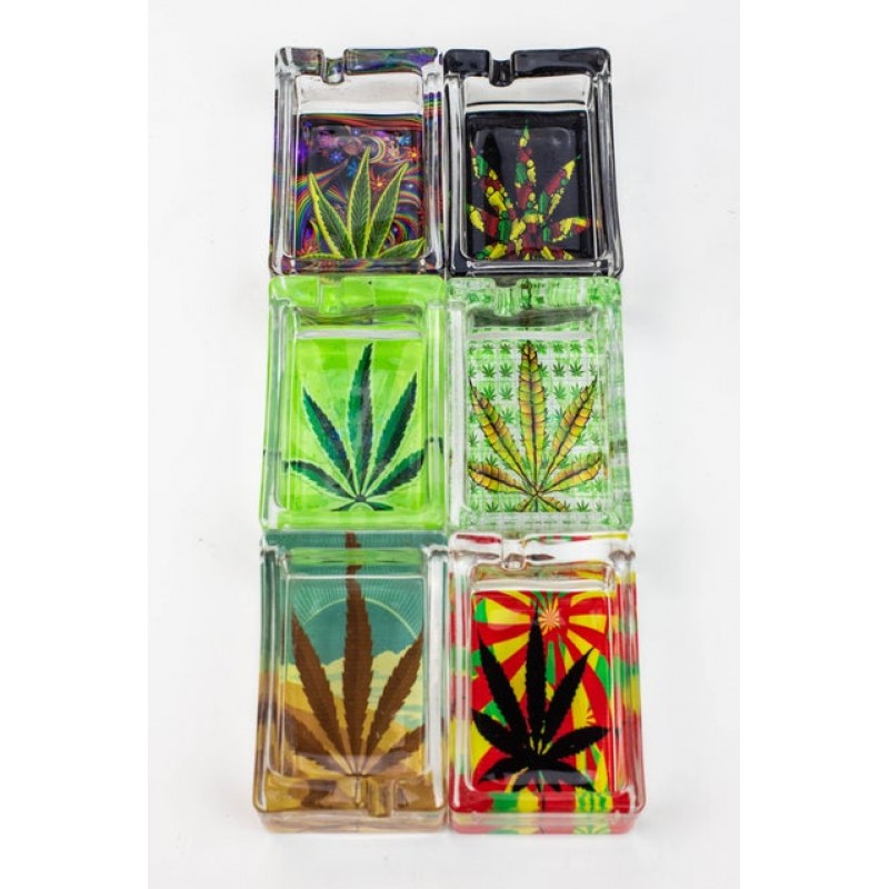 Rectangle Glass Ashtray Leaf