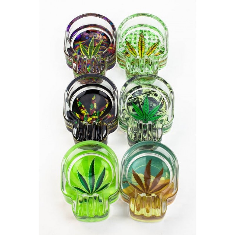 Skull shape glass ashtray