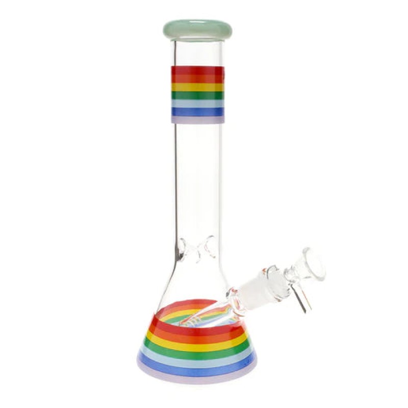 Rainbow Striped Beaker Bong - 10"