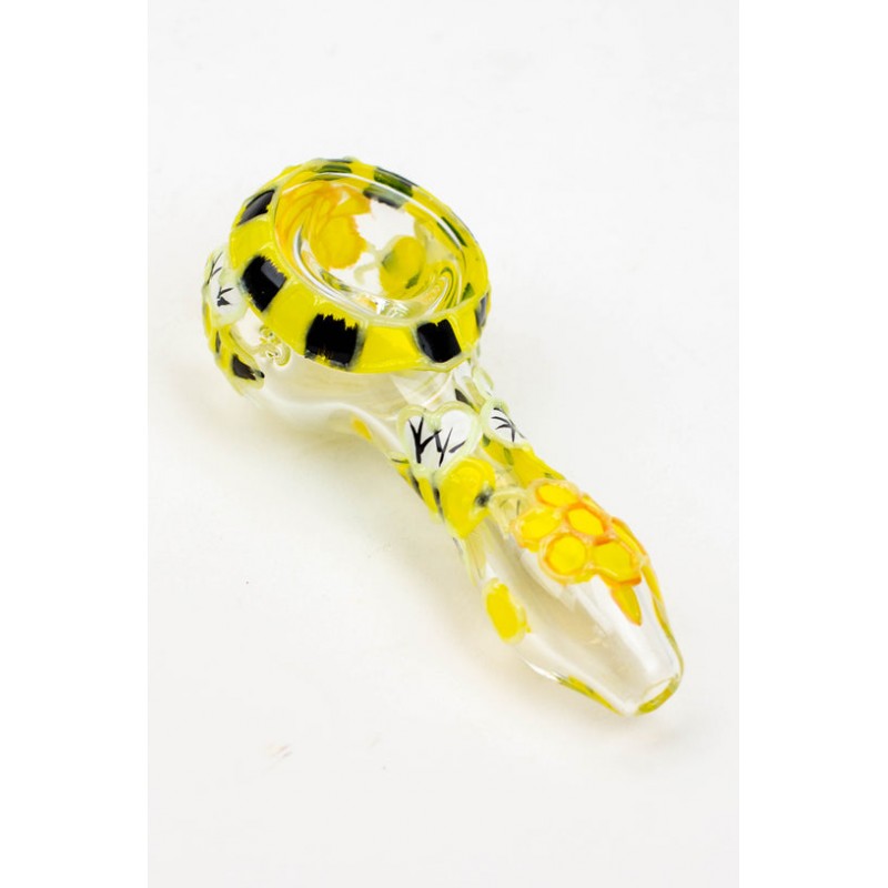 4" Glass Bee Pipe Glow in Dark