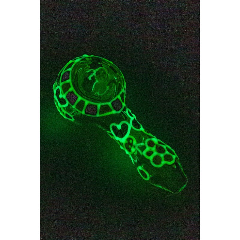 4" Glass Bee Pipe Glow in Dark