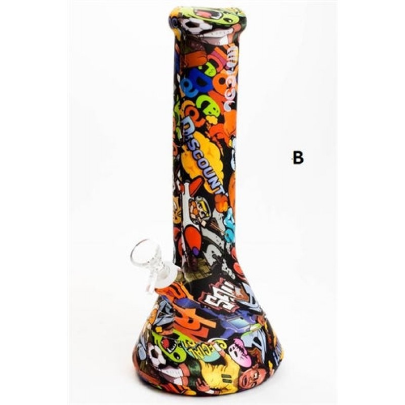 12" graphic printed silicone detachable water bong