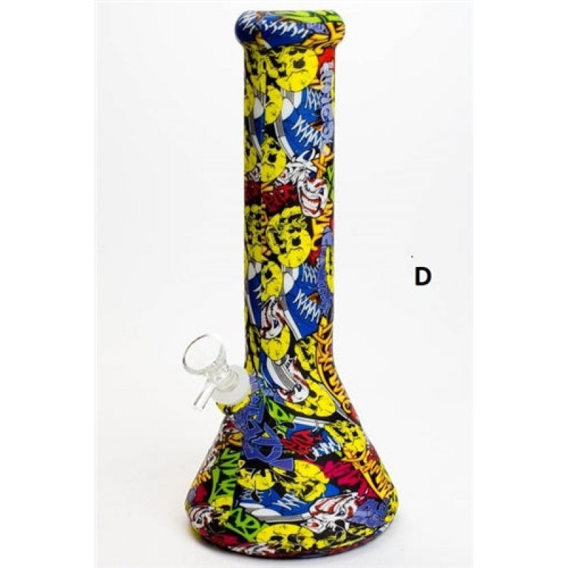 12" graphic printed silicone detachable water bong